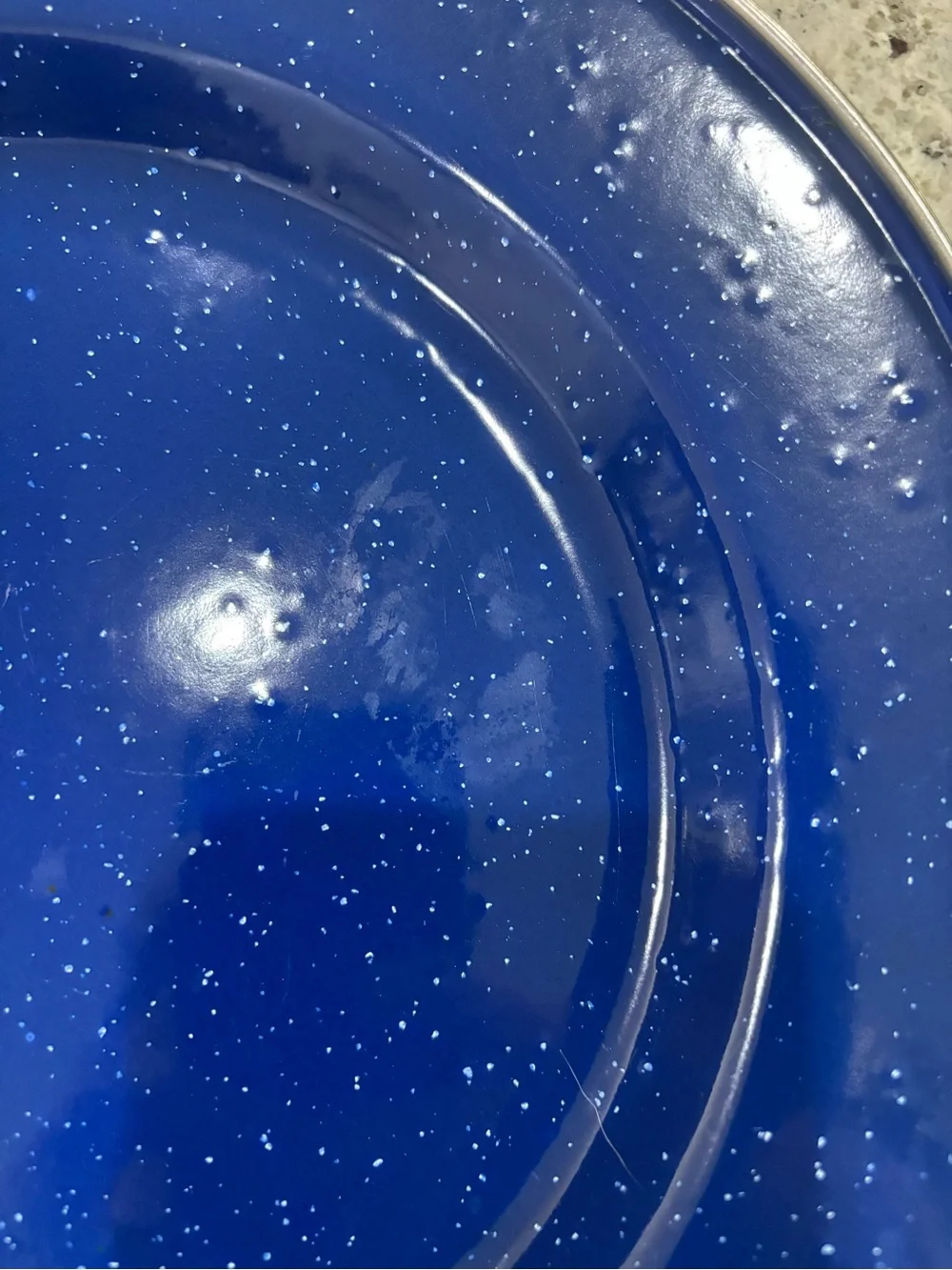 Blue Enamel Speckled Camping Dish Set Vintage Farmhouse Decor - Picture 14 of 16